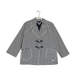 Tommy Hilfiger Women's Stripe 3/4 Sleeve Swing Jacket in Navy White - Sz M